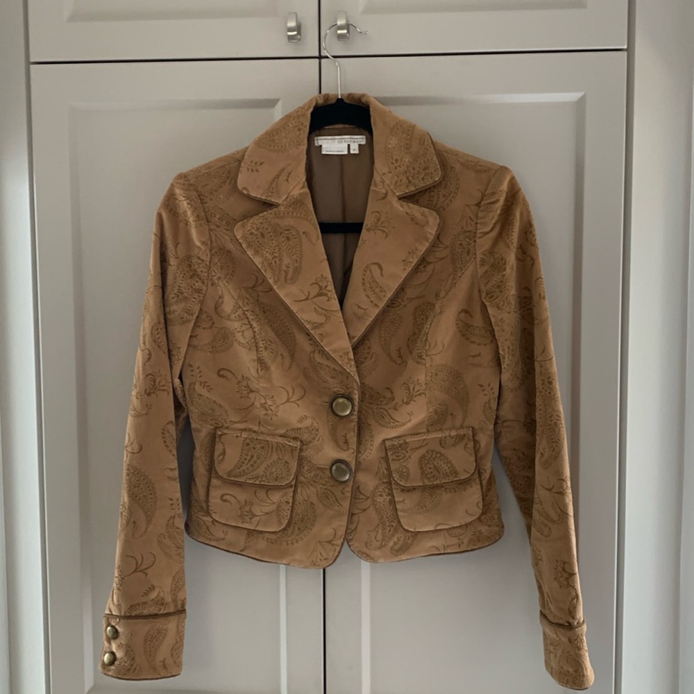 Women’s paisley corduroy tan jacket